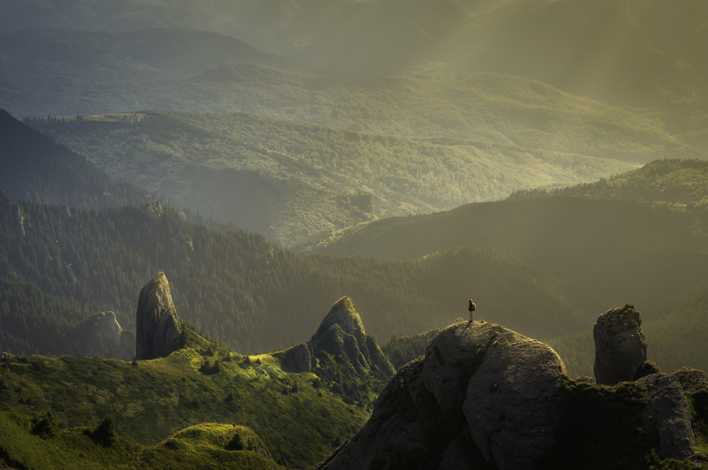 Woman walking through golden light in a natural landscape — presence and arrival editorial by ZELVE